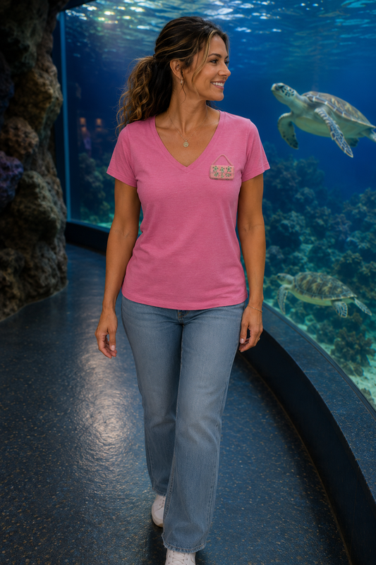 PINK TURTLES V-NECK